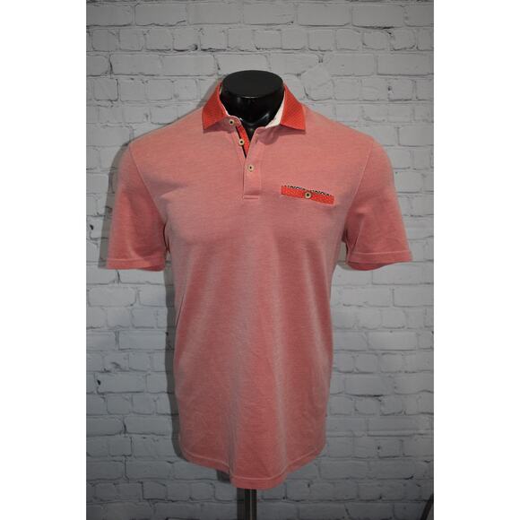 Ted Baker London Golf Polo Shirt Mens Size 5 Medium Pink Performance Polyester - Picture 2 of 7